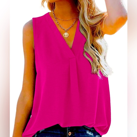 NWT Vince Camuto Bright Winter Hot Pink Rumpled Satin Blouse SZ XXL - Picture 1 of 3